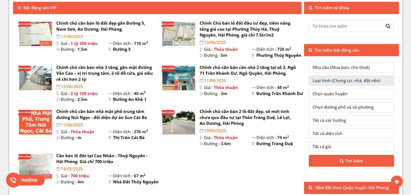 nhà mặt đường Hải Phòng giá từ 1 tỷ đến 2 tỷ